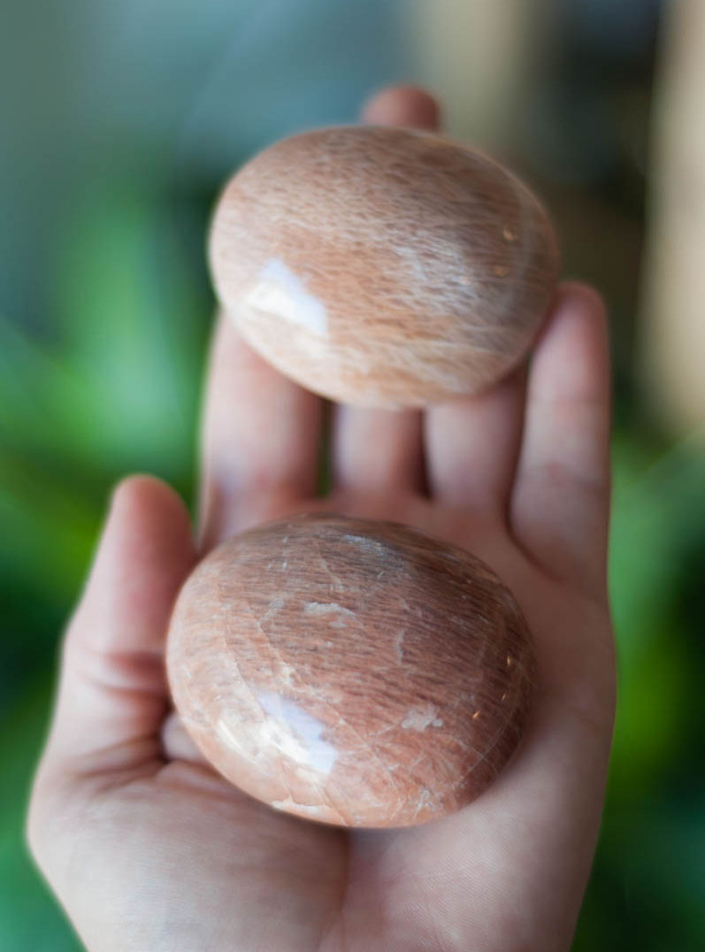 Peach Moonstone Palm Stone large