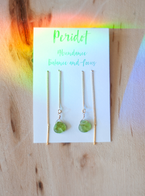 Peridot Threader Earrings