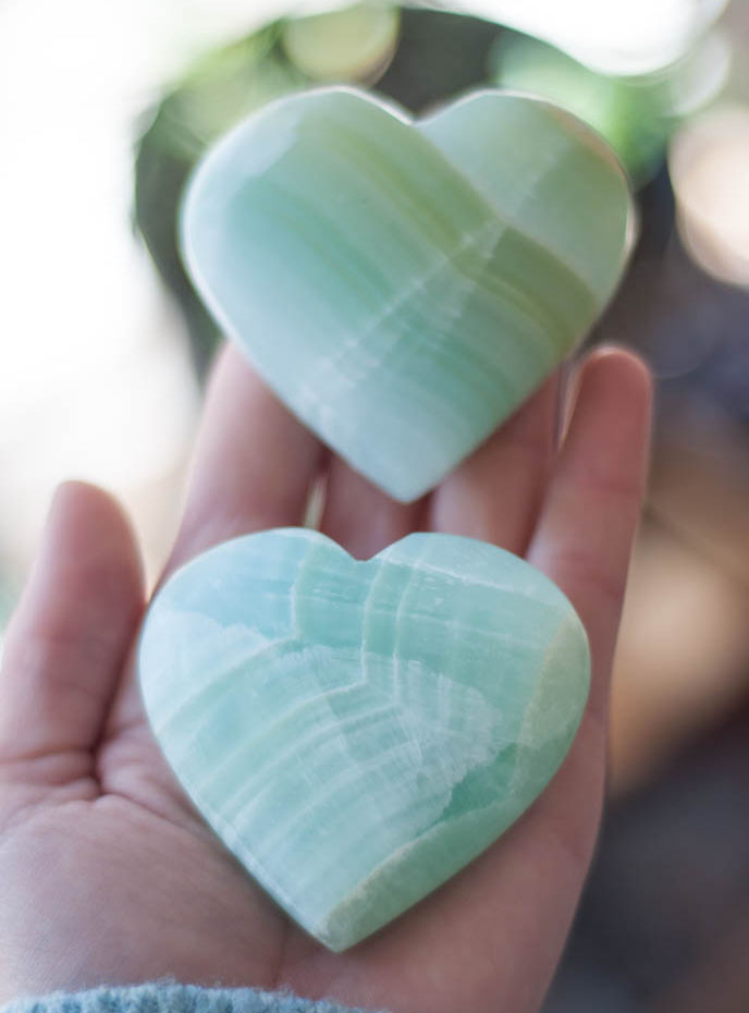 Small Sea Green Calcite Heart - Pakistan