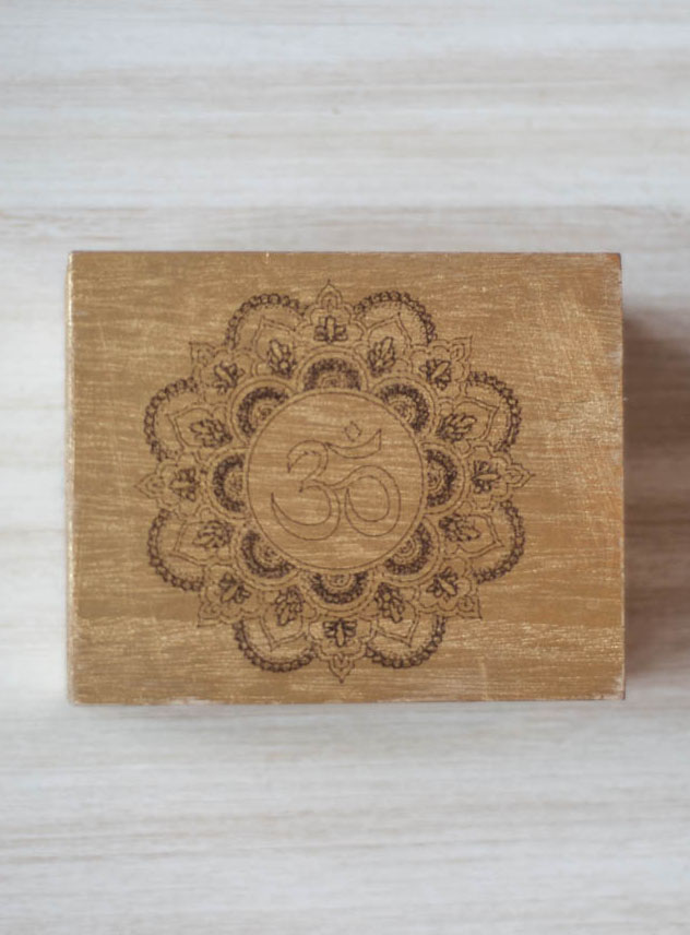 Om Mandala Gold Wood Box