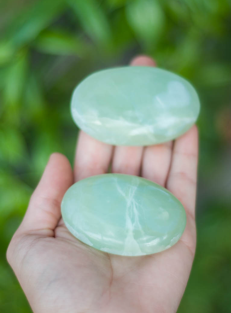 Sea Green Calcite Palm Stone